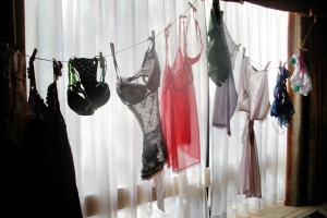 All kinds of cute lingerie hanging from a clothes line!! Too cute!!!